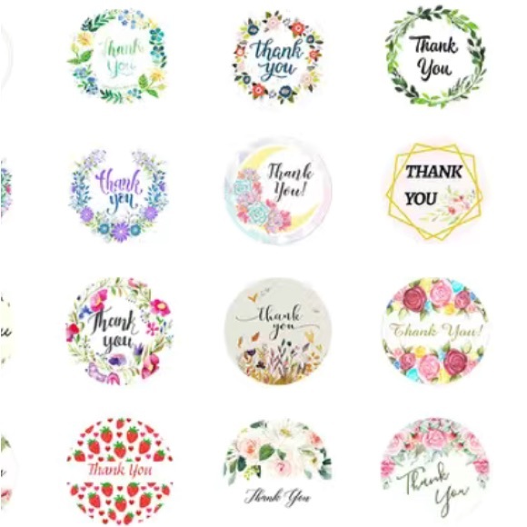 50 Thank You Stickers Vinyl Waterproof X-Large PRICE IS FIRM ( Size 2 1/4” ) - Picture 3 of 7